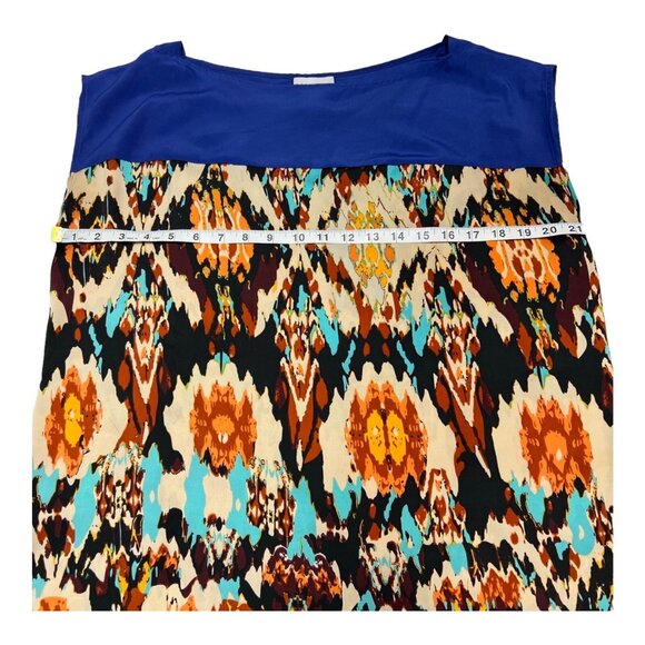 Soft Surroundings Dress Women L Blue Satin Abstract Mini Sheath Boat Neck Artsy - Picture 6 of 7